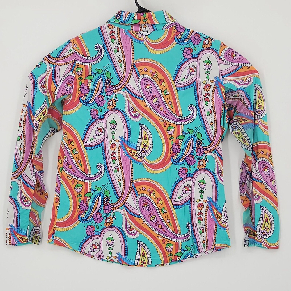 Gottex Lifestyle Top Blue Poolside UPF50+ Moc Neck with Zipper Paisley Large - Picture 5 of 12